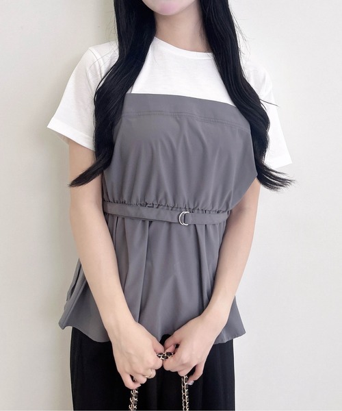INGNI(イング)の「ベルト付ビスチェドッキングトップス(Tシャツ/カットソー・レディース・ブラウン/ブラック/グレー・M)」の9枚目の写真