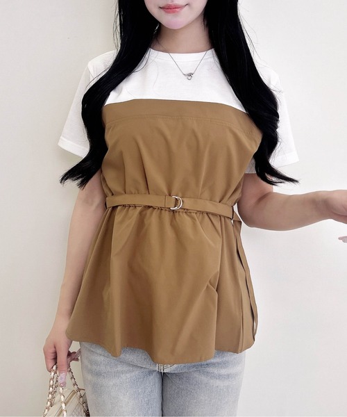 INGNI(イング)の「ベルト付ビスチェドッキングトップス(Tシャツ/カットソー・レディース・ブラウン/ブラック/グレー・M)」の14枚目の写真
