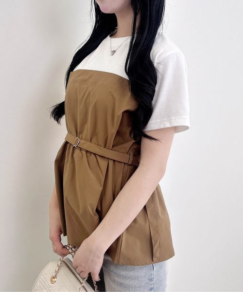 INGNI(イング)の「ベルト付ビスチェドッキングトップス(Tシャツ/カットソー・レディース・ブラウン/ブラック/グレー・M)」の16枚目の写真