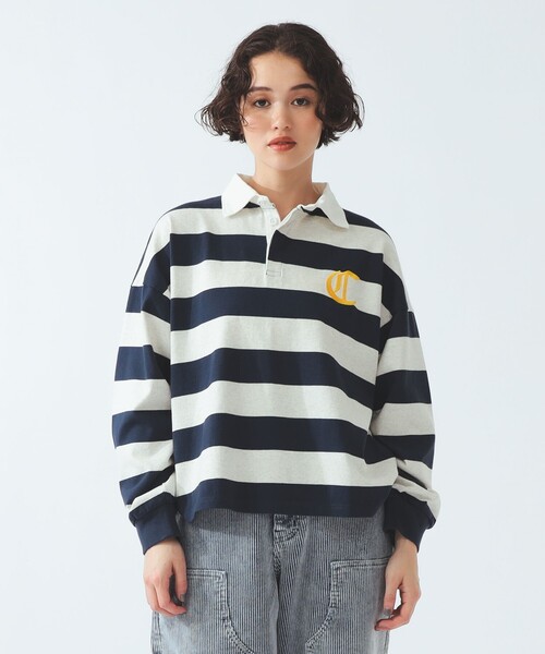 Ray BEAMS(レイビームス)の「【別注】Champion / ラグビー Tシャツ(ポロシャツ・レディース・ダークブラウン/ネイビー/その他・ONE SIZE)」の3枚目の写真