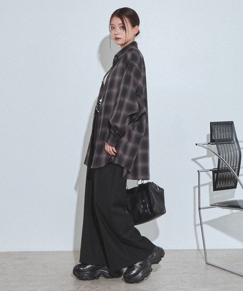 PAGEBOY(ページボーイ)の「オンブレチェックシャツ/チェックシャツ【2WAY仕様/シワになりにくい】(シャツ/ブラウス・レディース・ブラック/ブラウン/ブルー・FREE)」の17枚目の写真
