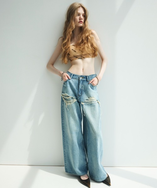 JOSE MOON（ジョゼムーン）の「MONOGRAM SHEER BARE TOP/モノグラム
