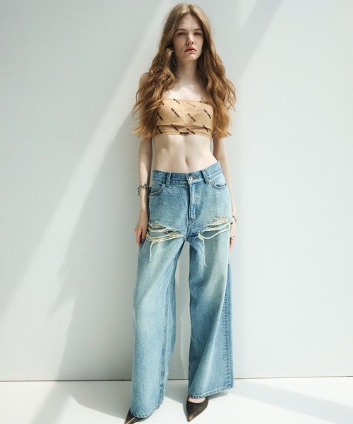JOSE MOON(ジョゼムーン)の「MONOGRAM SHEER BARE TOP/モノグラムシアーベアトップ(チューブトップ・レディース・ブラック/ベージュ系その他・FREE)」の8枚目の写真