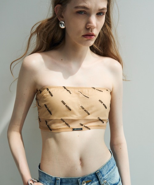 JOSE MOON(ジョゼムーン)の「MONOGRAM SHEER BARE TOP/モノグラムシアーベアトップ(チューブトップ・レディース・ブラック/ベージュ系その他・FREE)」の4枚目の写真