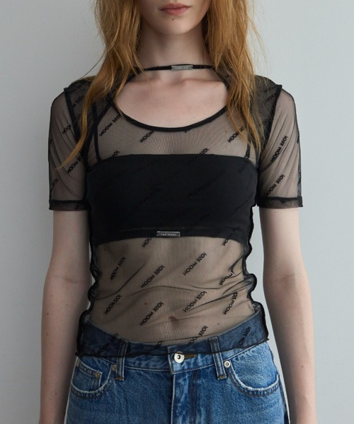 JOSE MOON(ジョゼムーン)の「MONOGRAM SHEER BARE TOP/モノグラムシアーベアトップ(チューブトップ・レディース・ブラック/ベージュ系その他・FREE)」の18枚目の写真