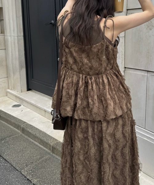 WILLFULLY（ウィルフリー）の「cut jacquard tulle gather camisole（キャミソール・レディース・モカ/アイボリー/ブラック・FREE）」の10枚目の写真