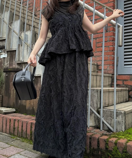 WILLFULLY（ウィルフリー）の「cut jacquard tulle gather camisole（キャミソール・レディース・モカ/アイボリー/ブラック・FREE）」の13枚目の写真