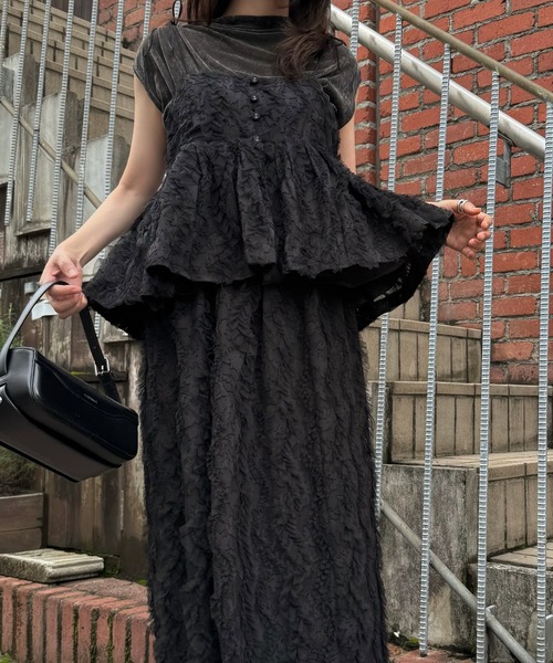 WILLFULLY（ウィルフリー）の「cut jacquard tulle gather camisole（キャミソール・レディース・モカ/アイボリー/ブラック・FREE）」の5枚目の写真