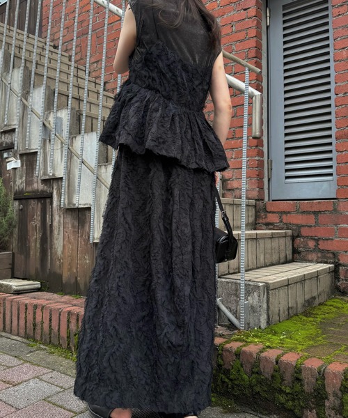 WILLFULLY（ウィルフリー）の「cut jacquard tulle gather camisole（キャミソール・レディース・モカ/アイボリー/ブラック・FREE）」の7枚目の写真