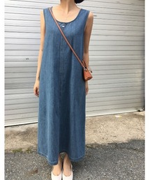デニムノーカラーワンピース