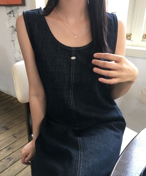 FAVORITO（ファヴォリート）の「デニムノーカラーワンピース（ワンピース・レディース・ダークブルー/ライトブルー・F）」の22枚目の写真