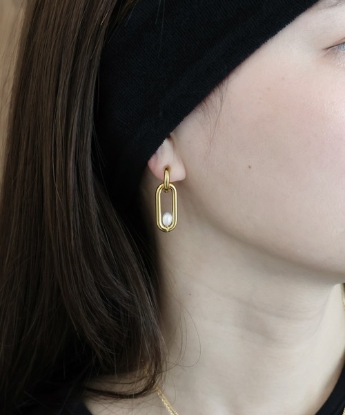 J by blue（ジェイバイブルー）の「リングパールフープピアス / サージカルステンレス（ピアス（両耳用）・レディース・シルバー/ゴールド・FREE）」の2枚目の写真