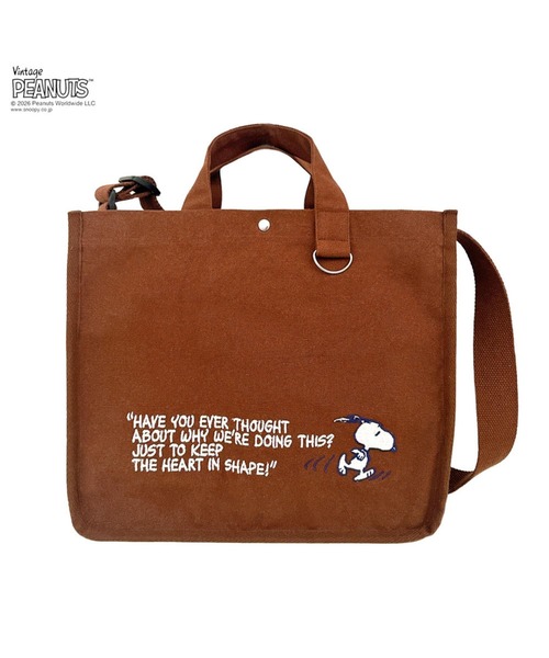 Vintage PEANUTS（ビンテージピーナッツ）の「ルートート / スヌーピー トートバッグ A4 2way ショルダー 斜め掛け 自立 IP.アーキャトルワイド2way.ピーナッツ-1J（ショルダーバッグ・レディース・ライトグレー/チャコールグレー/ブラウン・FREE）」の3枚目の写真