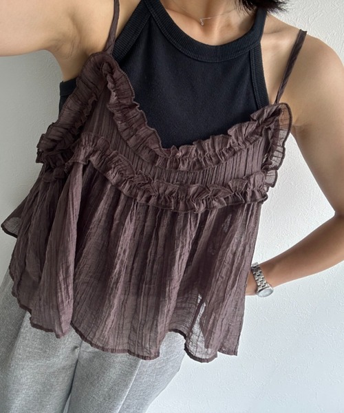 ap retro(アプレトロ)の「【SET商品】フリルキャミソールセット/レイヤード/マルチウェイ(Tシャツ/カットソー・レディース・ブラック/ブラウン/グレー/グリーン・FREE)」の14枚目の写真