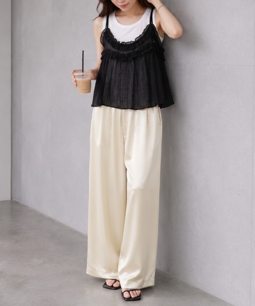 ap retro(アプレトロ)の「【SET商品】フリルキャミソールセット/レイヤード/マルチウェイ(Tシャツ/カットソー・レディース・ブラック/ブラウン/グレー/グリーン・FREE)」の7枚目の写真
