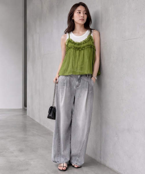 ap retro(アプレトロ)の「【SET商品】フリルキャミソールセット/レイヤード/マルチウェイ(Tシャツ/カットソー・レディース・ブラック/ブラウン/グレー/グリーン・FREE)」の11枚目の写真