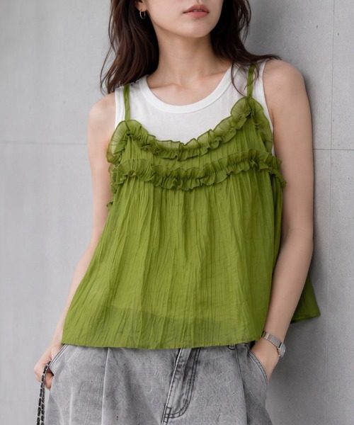 ap retro(アプレトロ)の「【SET商品】フリルキャミソールセット/レイヤード/マルチウェイ(Tシャツ/カットソー・レディース・ブラック/ブラウン/グレー/グリーン・FREE)」の12枚目の写真