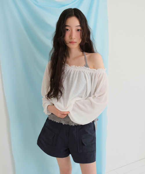MOUI（モウイ）の「Frill ribbed sleeveless Tee (MELANGE)（Tシャツ/カットソー・レディース・その他・FREE）」の4枚目の写真