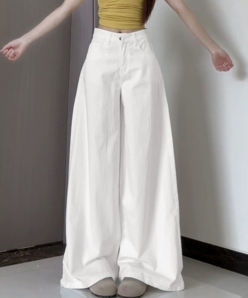 Miniministore（ミニミニストア）の「ハイウエストワイドストレートパンツ韓国風（デニムパンツ・レディース・ホワイト・M/S/L）」の19枚目の写真