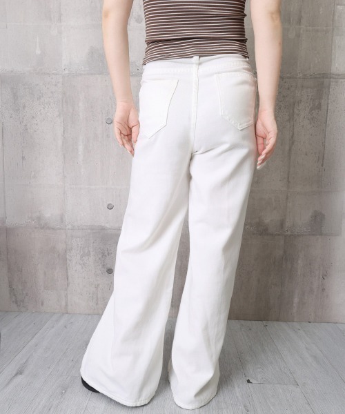 Miniministore（ミニミニストア）の「ハイウエストワイドストレートパンツ韓国風（デニムパンツ・レディース・ホワイト・M/S/L）」の11枚目の写真