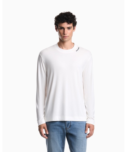 EMPORIO ARMANI(エンポリオアルマーニ)の「【エンポリオ アルマーニ】レギュラーフィット Tシャツ モダール混紡ジャージー(Tシャツ/カットソー・メンズ・ブラック/オフホワイト・LARGE/X-LARGE/X-SMALL/SMALL/MEDIUM)」の1枚目の写真