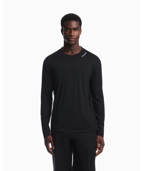 EMPORIO ARMANI(エンポリオアルマーニ)の「【エンポリオ アルマーニ】レギュラーフィット Tシャツ モダール混紡ジャージー(Tシャツ/カットソー・メンズ・ブラック/オフホワイト・LARGE/X-LARGE/X-SMALL/SMALL/MEDIUM)」の2枚目の写真