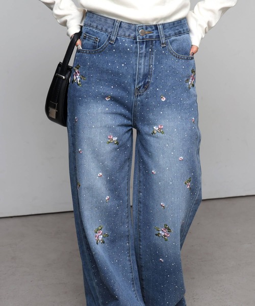 tiptop(ティップトップ)の「花刺繍ラインストーンデニム(デニムパンツ・レディース・ブルー/サックスブルー・M/S)」の10枚目の写真