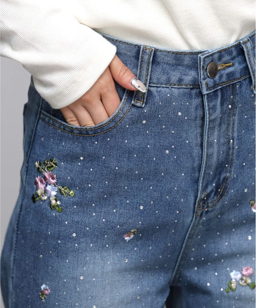 tiptop(ティップトップ)の「花刺繍ラインストーンデニム(デニムパンツ・レディース・ブルー/サックスブルー・M/S)」の20枚目の写真