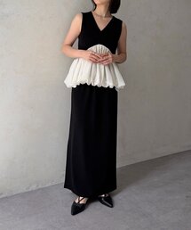 バイカラーペプラムセットアップ
