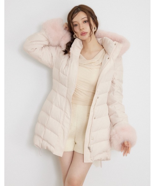rienda（リエンダ）の「【AW先行アイテム】26AW Aラインダウンワンピコート 秋服 冬服（ダウンジャケット/コート・レディース・ブラック/ホワイト/ライトピンク・SMALL/MEDIUM）」の3枚目の写真