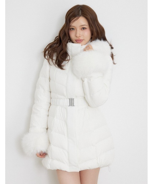 rienda（リエンダ）の「【AW先行アイテム】26AW Aラインダウンワンピコート 秋服 冬服（ダウンジャケット/コート・レディース・ブラック/ホワイト/ライトピンク・SMALL/MEDIUM）」の2枚目の写真