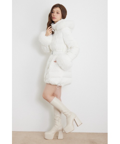 rienda（リエンダ）の「【AW先行アイテム】26AW Aラインダウンワンピコート 秋服 冬服（ダウンジャケット/コート・レディース・ブラック/ホワイト/ライトピンク・SMALL/MEDIUM）」の12枚目の写真