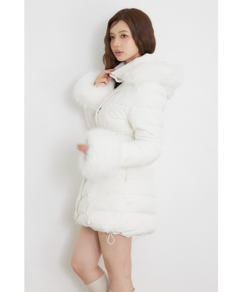rienda（リエンダ）の「【AW先行アイテム】26AW Aラインダウンワンピコート 秋服 冬服（ダウンジャケット/コート・レディース・ブラック/ホワイト/ライトピンク・SMALL/MEDIUM）」の14枚目の写真
