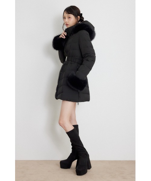 rienda（リエンダ）の「【AW先行アイテム】26AW Aラインダウンワンピコート 秋服 冬服（ダウンジャケット/コート・レディース・ブラック/ホワイト/ライトピンク・SMALL/MEDIUM）」の6枚目の写真