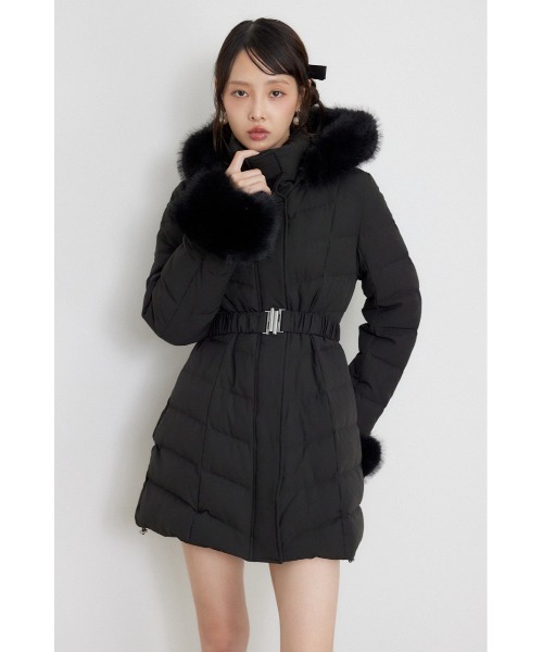 rienda（リエンダ）の「【AW先行アイテム】26AW Aラインダウンワンピコート 秋服 冬服（ダウンジャケット/コート・レディース・ブラック/ホワイト/ライトピンク・SMALL/MEDIUM）」の8枚目の写真