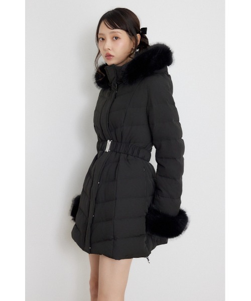 rienda（リエンダ）の「【AW先行アイテム】26AW Aラインダウンワンピコート 秋服 冬服（ダウンジャケット/コート・レディース・ブラック/ホワイト/ライトピンク・SMALL/MEDIUM）」の9枚目の写真