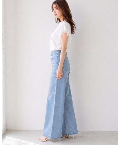 FAZVY（ファズビー）の「袖フリルで華やぐ シアー切り替え半袖Tシャツ（シャツ/ブラウス・レディース・ホワイト/ブラック・M）」の15枚目の写真