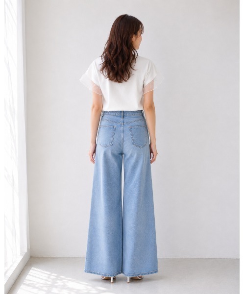 FAZVY（ファズビー）の「袖フリルで華やぐ シアー切り替え半袖Tシャツ（シャツ/ブラウス・レディース・ホワイト/ブラック・M）」の16枚目の写真