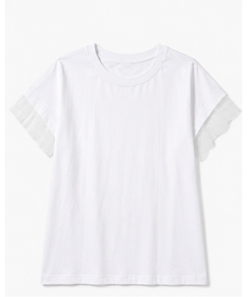FAZVY（ファズビー）の「袖フリルで華やぐ シアー切り替え半袖Tシャツ（シャツ/ブラウス・レディース・ホワイト/ブラック・M）」の11枚目の写真