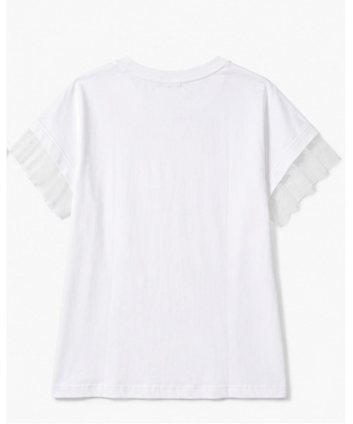 FAZVY（ファズビー）の「袖フリルで華やぐ シアー切り替え半袖Tシャツ（シャツ/ブラウス・レディース・ホワイト/ブラック・M）」の12枚目の写真