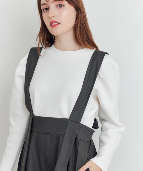 PICCIN PERLA(ピッチンペルラ)の「タックスリーブプルオーバー(Tシャツ/カットソー・レディース・ブラック/オフホワイト・M)」の1枚目の写真