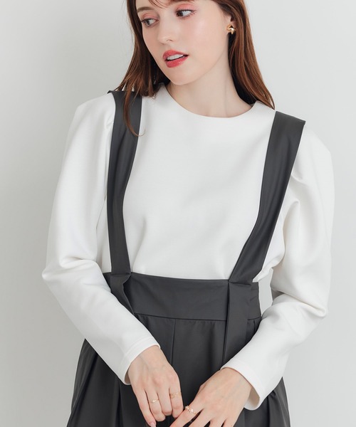 PICCIN PERLA(ピッチンペルラ)の「タックスリーブプルオーバー(Tシャツ/カットソー・レディース・ブラック/オフホワイト・M)」の10枚目の写真