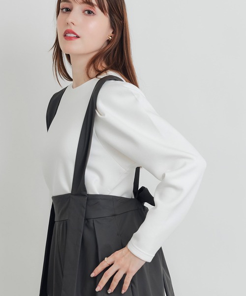 PICCIN PERLA(ピッチンペルラ)の「タックスリーブプルオーバー(Tシャツ/カットソー・レディース・ブラック/オフホワイト・M)」の11枚目の写真