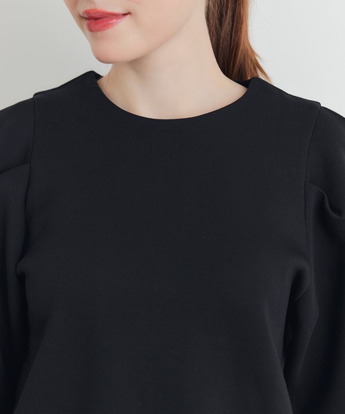 PICCIN PERLA(ピッチンペルラ)の「タックスリーブプルオーバー(Tシャツ/カットソー・レディース・ブラック/オフホワイト・M)」の17枚目の写真