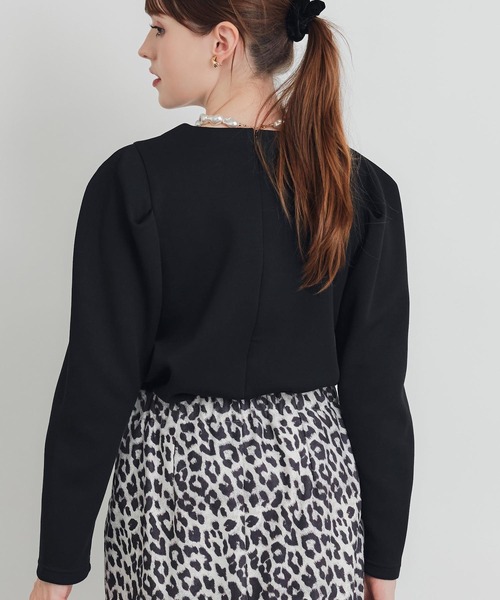 PICCIN PERLA(ピッチンペルラ)の「タックスリーブプルオーバー(Tシャツ/カットソー・レディース・ブラック/オフホワイト・M)」の5枚目の写真