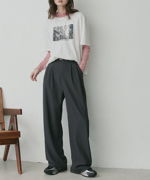 ad thie(アドティエ)の「プチハイネック シアー トップス(Tシャツ/カットソー・レディース・オフホワイト/チャコール/ブラック/ピンク/ブラウン/イエロー・LARGE/MEDIUM)」の9枚目の写真