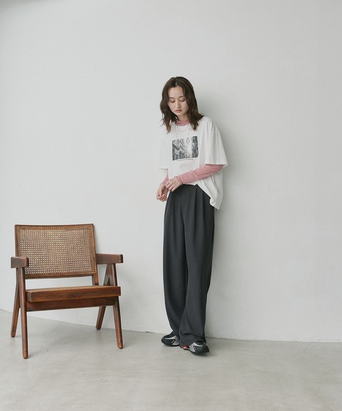 ad thie(アドティエ)の「プチハイネック シアー トップス(Tシャツ/カットソー・レディース・オフホワイト/チャコール/ブラック/ピンク/ブラウン/イエロー・LARGE/MEDIUM)」の10枚目の写真