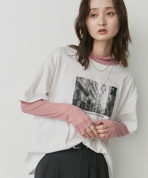 ad thie(アドティエ)の「プチハイネック シアー トップス(Tシャツ/カットソー・レディース・オフホワイト/チャコール/ブラック/ピンク/ブラウン/イエロー・LARGE/MEDIUM)」の11枚目の写真