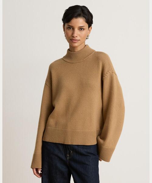 LAUREN RALPH LAUREN(ローレン ラルフ ローレン)の「ウールブレンド モックネック セーター(ニット/セーター・レディース・ブラウン系5・XS/S/M)」の1枚目の写真