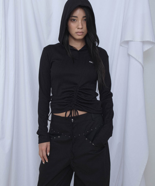 CHICKS(チックス)の「ローレイズスタッズラインコットンパンツブラック(その他パンツ・レディース・ブラック・ONE SIZE/TWO)」の5枚目の写真